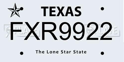 FXR9922 Texas License Plate