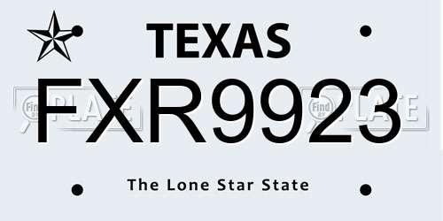 FXR9923 Texas License Plate