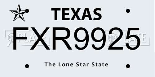 FXR9925 Texas License Plate