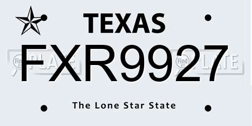 FXR9927 Texas License Plate