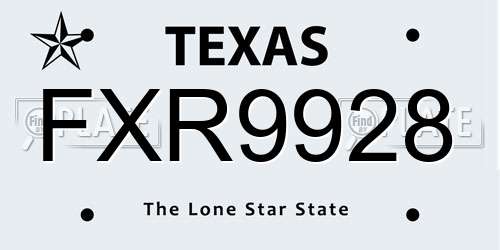 FXR9928 Texas License Plate