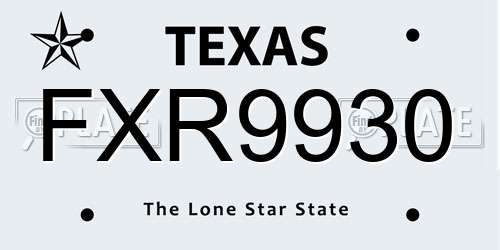 FXR9930 Texas License Plate