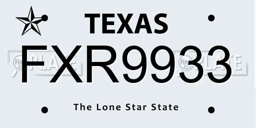 FXR9933 Texas License Plate