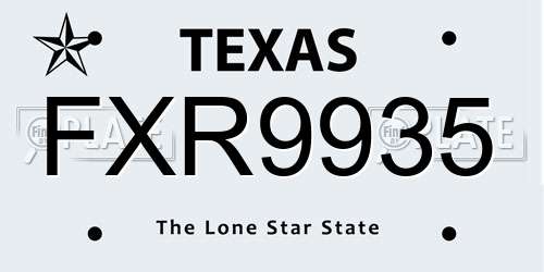 FXR9935 Texas License Plate