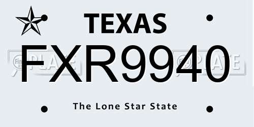 FXR9940 Texas License Plate