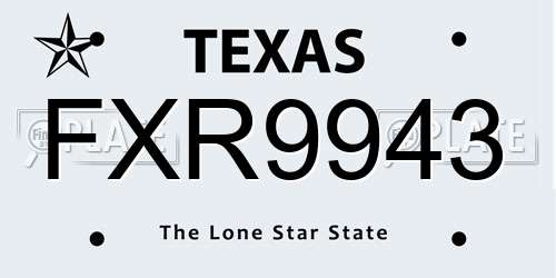 FXR9943 Texas License Plate