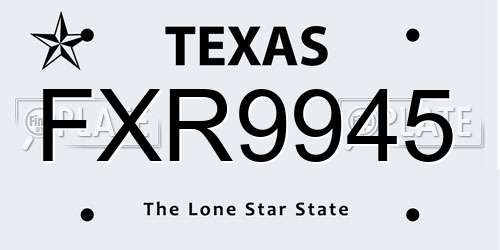 FXR9945 Texas License Plate