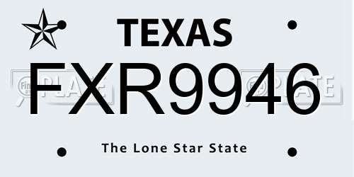 FXR9946 Texas License Plate