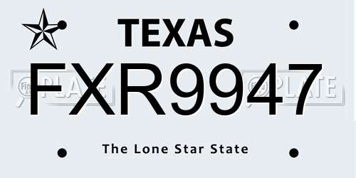 FXR9947 Texas License Plate