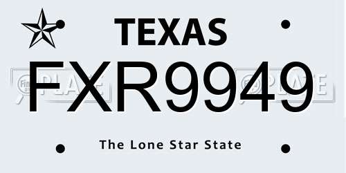 FXR9949 Texas License Plate
