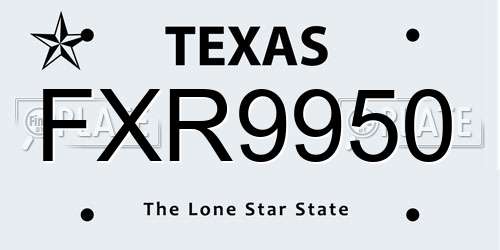 FXR9950 Texas License Plate