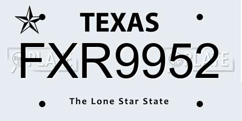 FXR9952 Texas License Plate