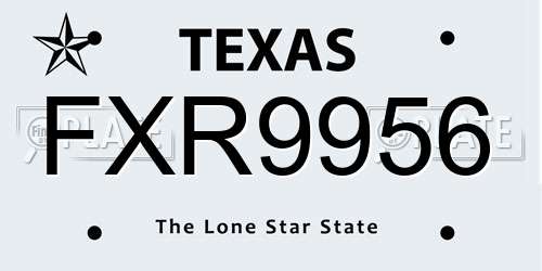 FXR9956 Texas License Plate