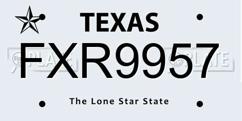 FXR9957 Texas License Plate