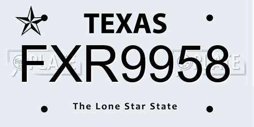 FXR9958 Texas License Plate