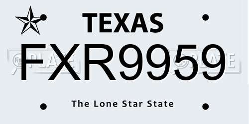 FXR9959 Texas License Plate