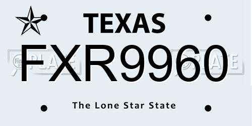 FXR9960 Texas License Plate