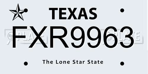 FXR9963 Texas License Plate