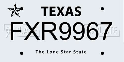 FXR9967 Texas License Plate