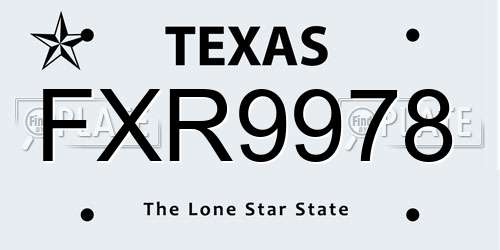FXR9978 Texas License Plate