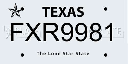 FXR9981 Texas License Plate