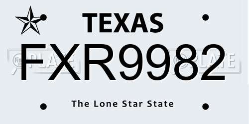 FXR9982 Texas License Plate