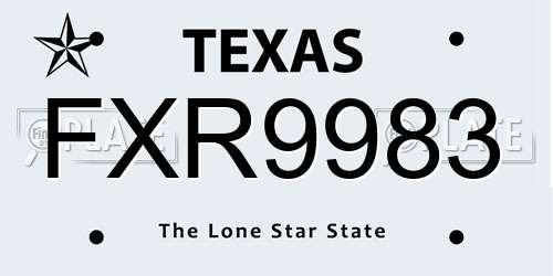 FXR9983 Texas License Plate