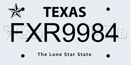 FXR9984 Texas License Plate
