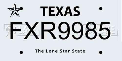 FXR9985 Texas License Plate