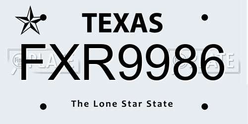 FXR9986 Texas License Plate