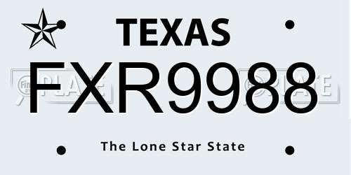 FXR9988 Texas License Plate