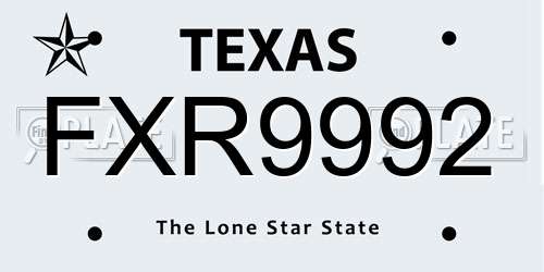 FXR9992 Texas License Plate