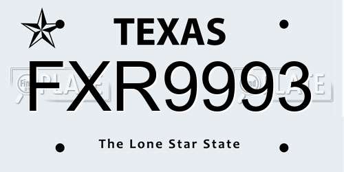 FXR9993 Texas License Plate