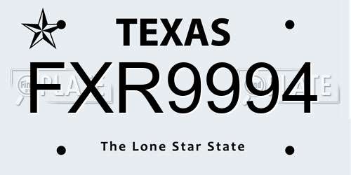 FXR9994 Texas License Plate