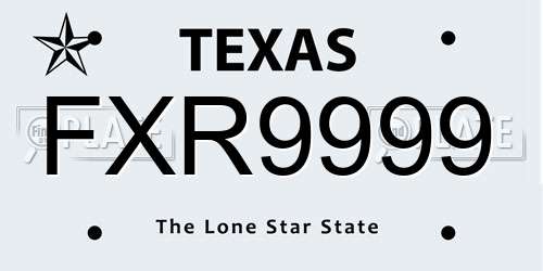 FXR9999 Texas License Plate