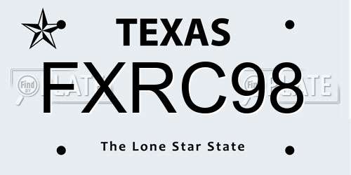FXRC98 Texas License Plate