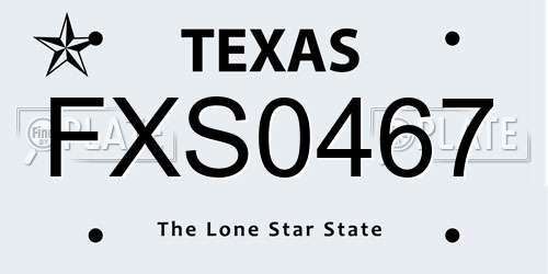 FXS0467 Texas License Plate
