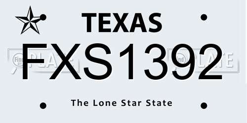 FXS1392 Texas License Plate
