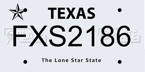 FXS2186 Texas License Plate