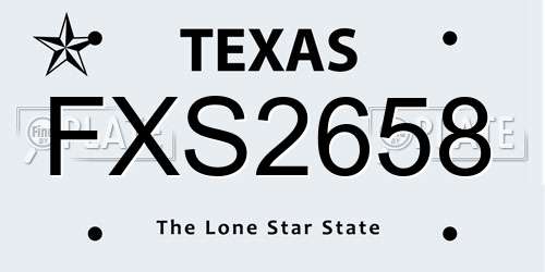 FXS2658 Texas License Plate