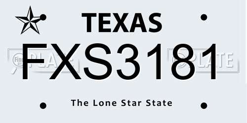 FXS3181 Texas License Plate