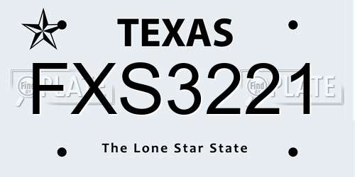 FXS3221 Texas License Plate