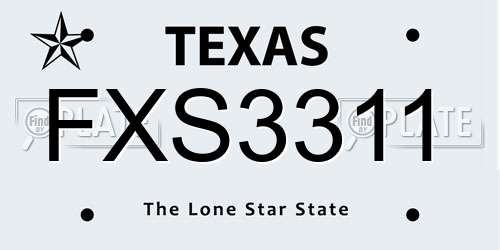 FXS3311 Texas License Plate