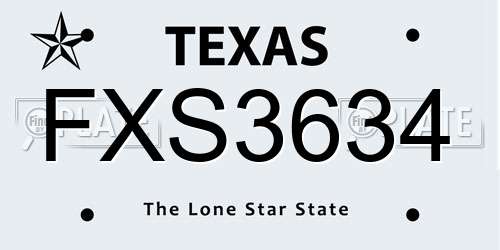 FXS3634 Texas License Plate