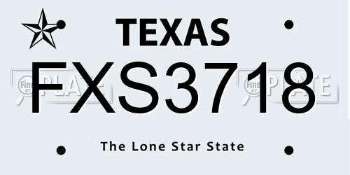 FXS3718 Texas License Plate