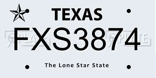 FXS3874 Texas License Plate