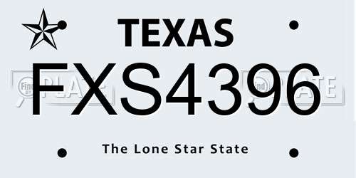 FXS4396 Texas License Plate