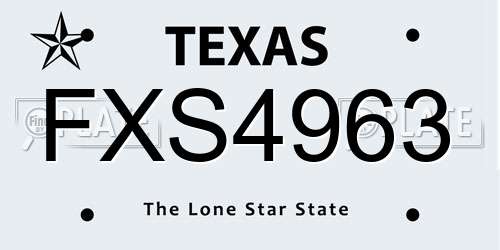 FXS4963 Texas License Plate