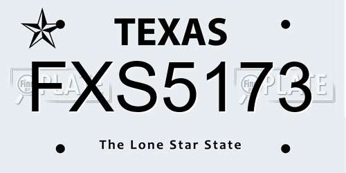 FXS5173 Texas License Plate