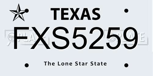 FXS5259 Texas License Plate